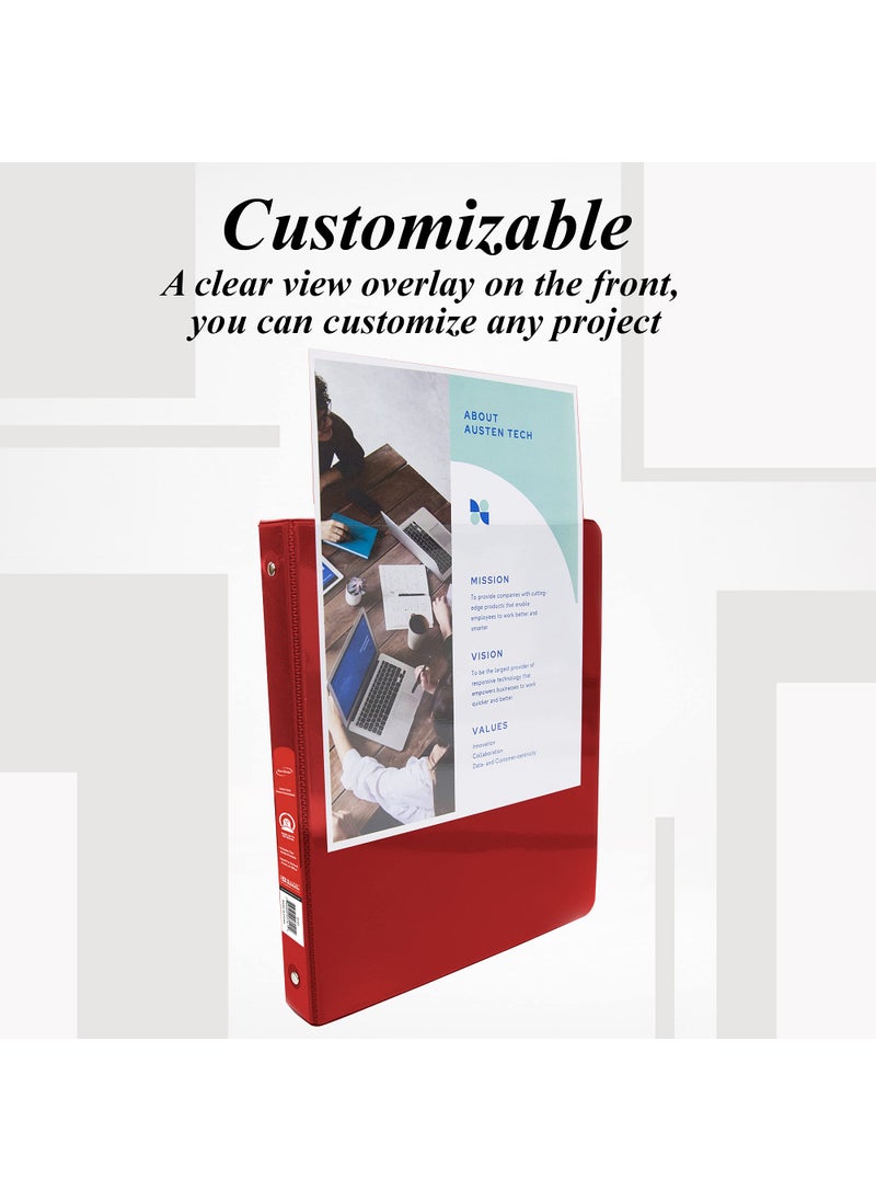 Bazic Products BAZIC 1/2" Red 3-Ring View Binder w/ 2-Pockets  - Image 3