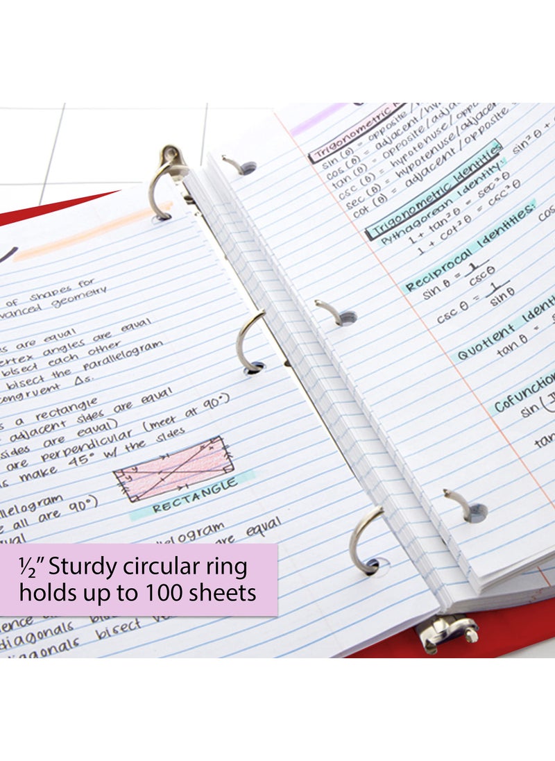 Bazic Products BAZIC 1/2" Red 3-Ring View Binder w/ 2-Pockets  - Image 4