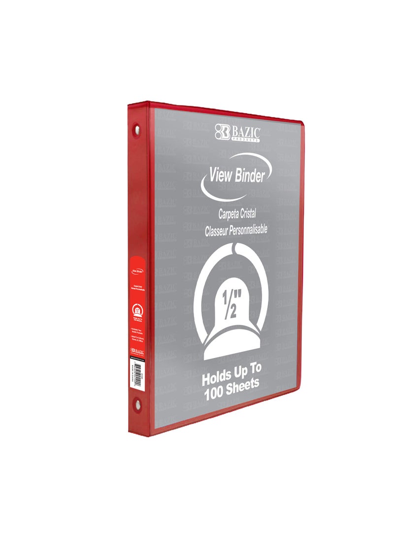Bazic Products BAZIC 1/2" Red 3-Ring View Binder w/ 2-Pockets  - Image 1