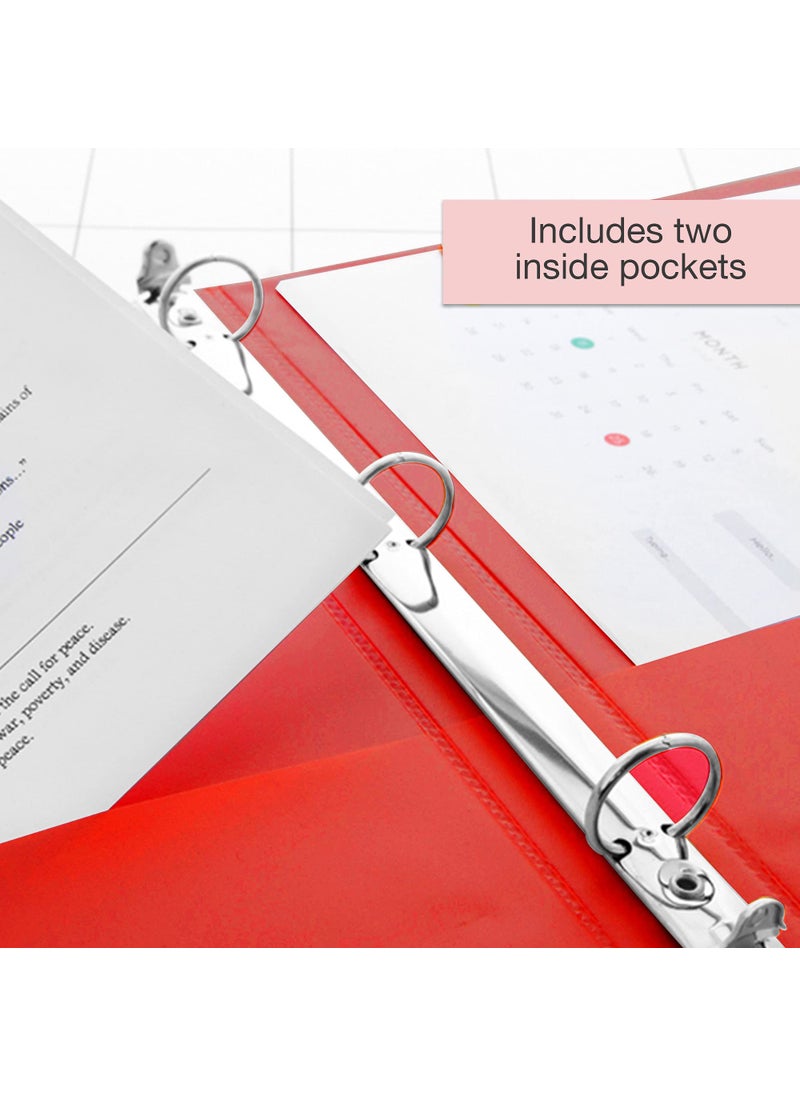 Bazic Products BAZIC 1/2" Red 3-Ring View Binder w/ 2-Pockets  - Image 5