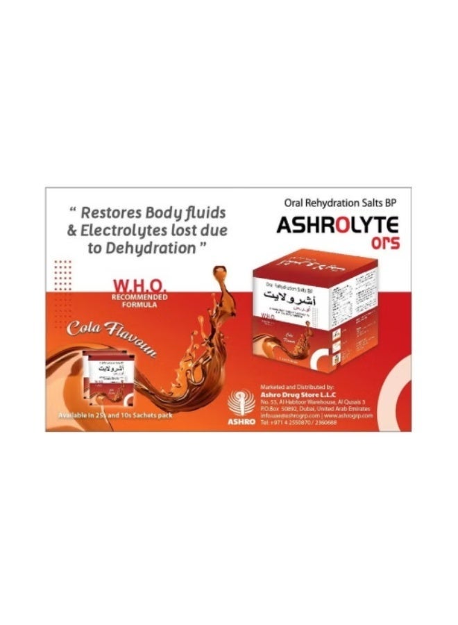 ASHROLYTE ORS Oral Rehydration Salts - Cola Flavor, 25 Sachets