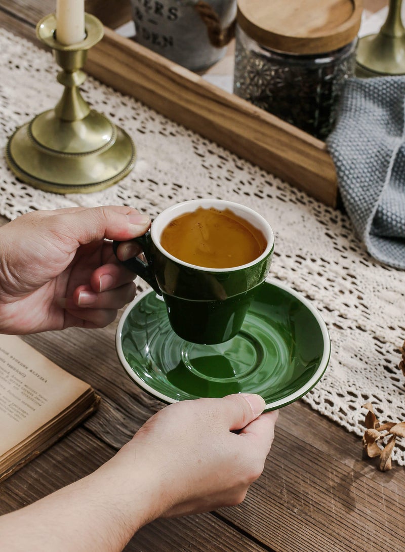 Shuer Ceramic Coffee Cup, Espresso Coffee Cup，Cup and Saucer Set Suitable for Home Office Restaurant Gifts Garden Party Home Afternoon Tea Set - Image 3
