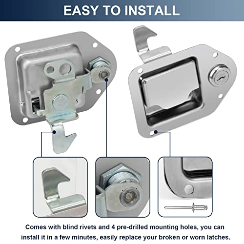 BAUMFEUER Truck Tool Box Latch Replacement Stainless Steel Toolbox Paddle Lock Replacement Handle with Keys for Truck, RV, Trailer, UTV, ATV Box (2 Pack) - Image 5