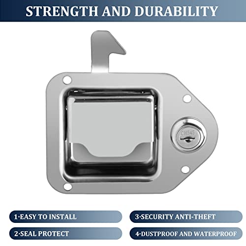 BAUMFEUER Truck Tool Box Latch Replacement Stainless Steel Toolbox Paddle Lock Replacement Handle with Keys for Truck, RV, Trailer, UTV, ATV Box (2 Pack) - Image 4