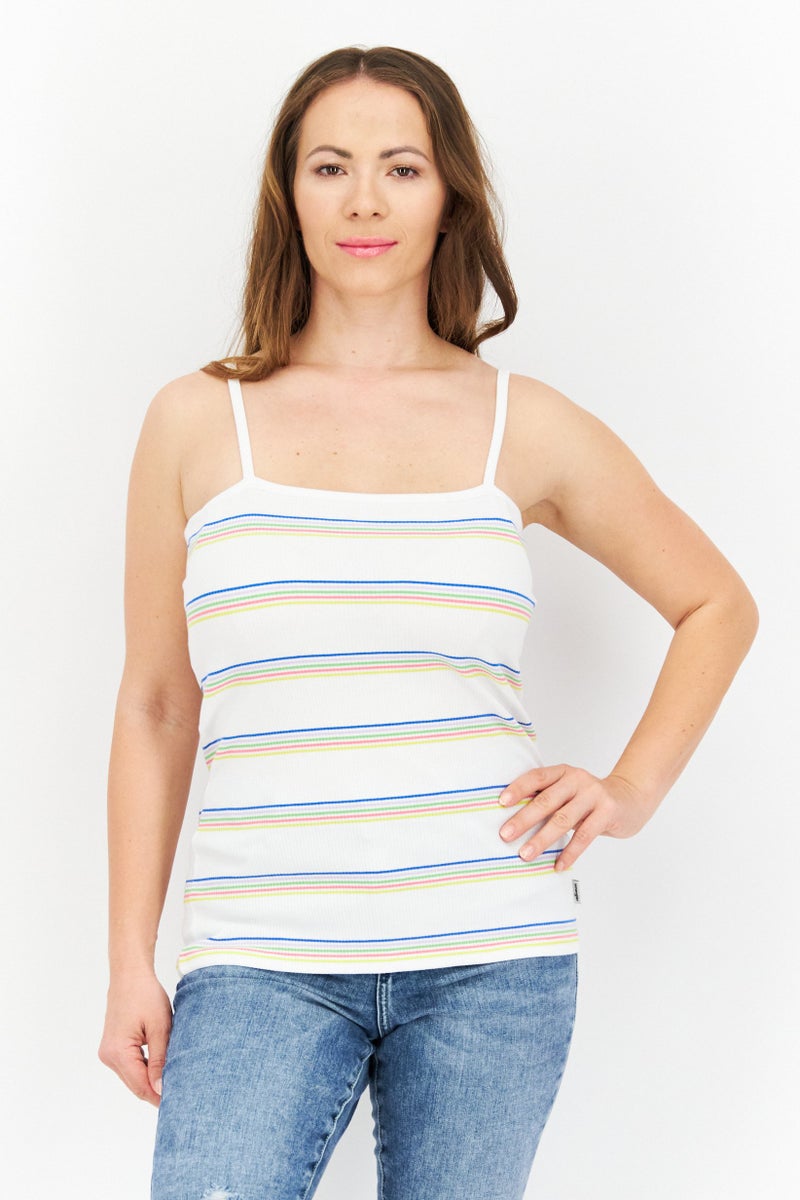 Wrangler Women Square Neckline Sleeveless Stripe Top, Multicolor - Image 1