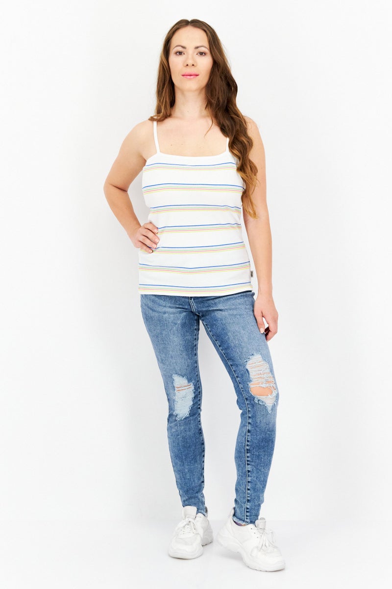 Wrangler Women Square Neckline Sleeveless Stripe Top, Multicolor - Image 4