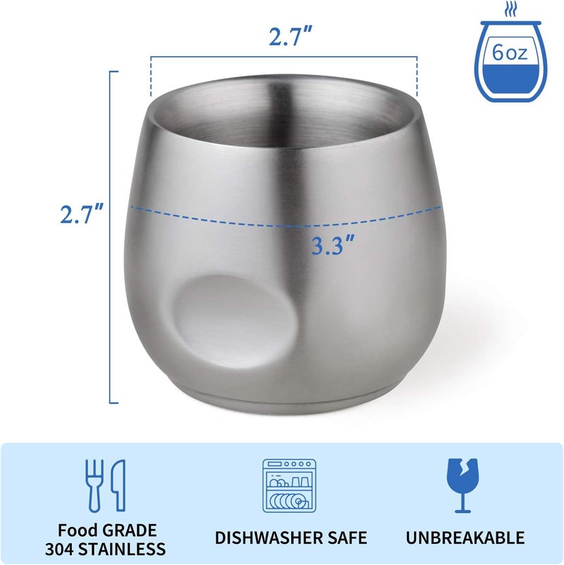 Kitchenexus Stainless Steel Espresso Cups 2pcs Set, 6oz Double Wall Insulated Unbreakable Stemless Tumbler Small Cup for Outdoor Events Picnics Party - Image 4