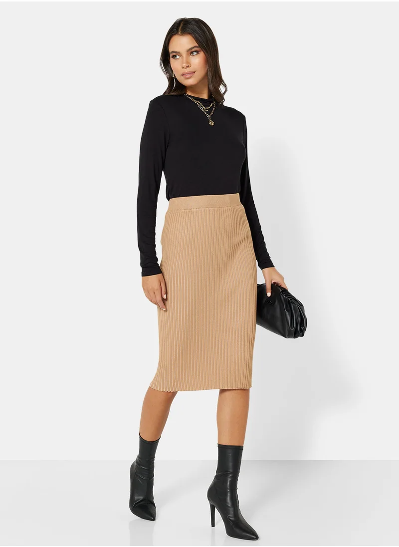 VERO MODA Ribbed Bodycon Midi Skirt
