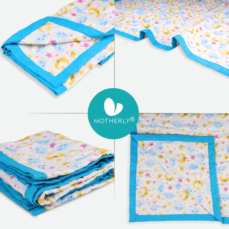 Motherly Organic Cotton Blanket Quilted Design Reversible Stroller Cover for Newborn Baby & Toddler, Breathable Soft All Season/All Weather AC Blanket for Infant, Crib Mattres (110x90 cm, 0-24 Month) - Image 4