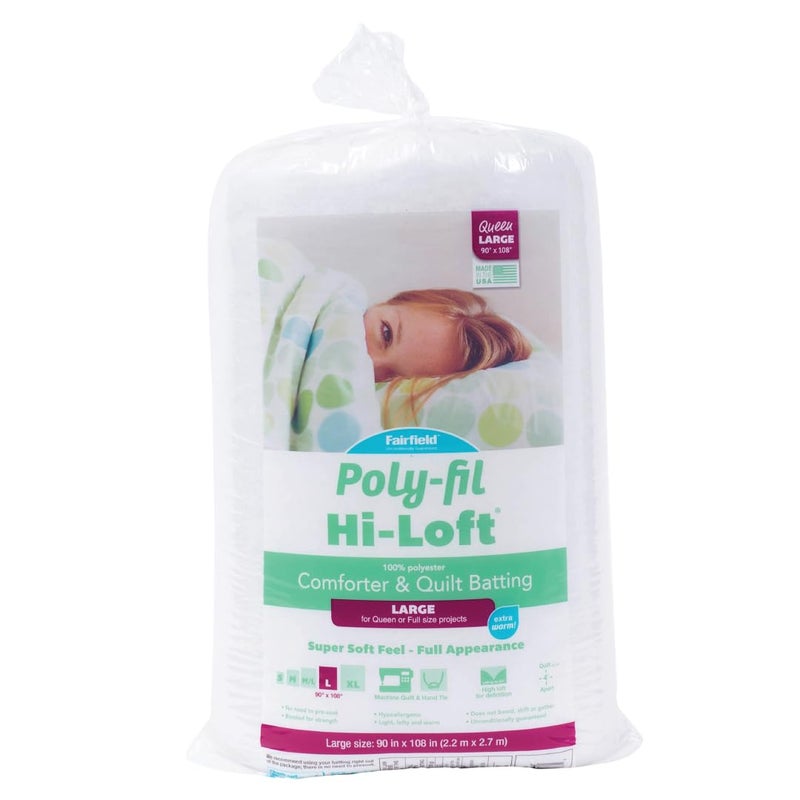 Fairfield Fairfield PolyFil HiLoft Quilt Batting Premium Polyester Batting for Quilting Ideal for Comforter and QueenSize Projects Quilting Supplies 90 X 108 