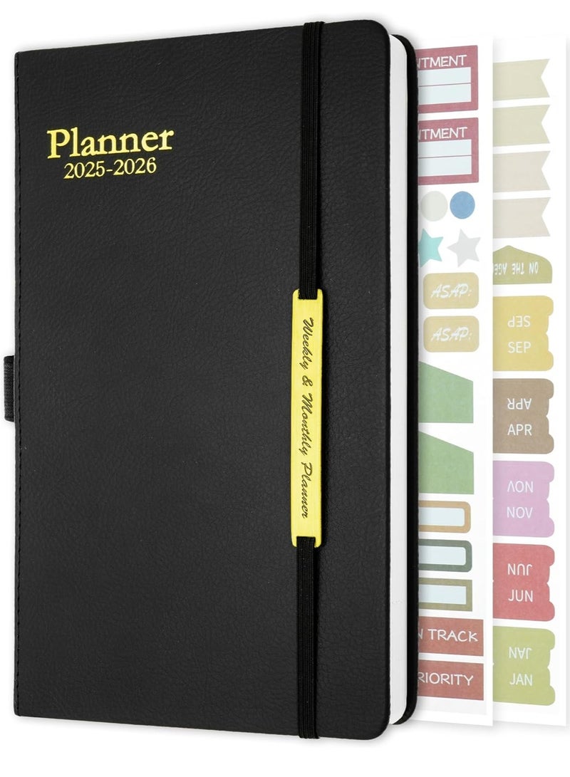 Arabest Planner Notebook 2025-2026, Academic Calendar 18 Month Planner from Jan 2025 to Jun 2026, 8.2" x 5.7" Agenda Book Planner, Hardcover Leather Teacher Student Planner Perfect for School or Office - Image 1