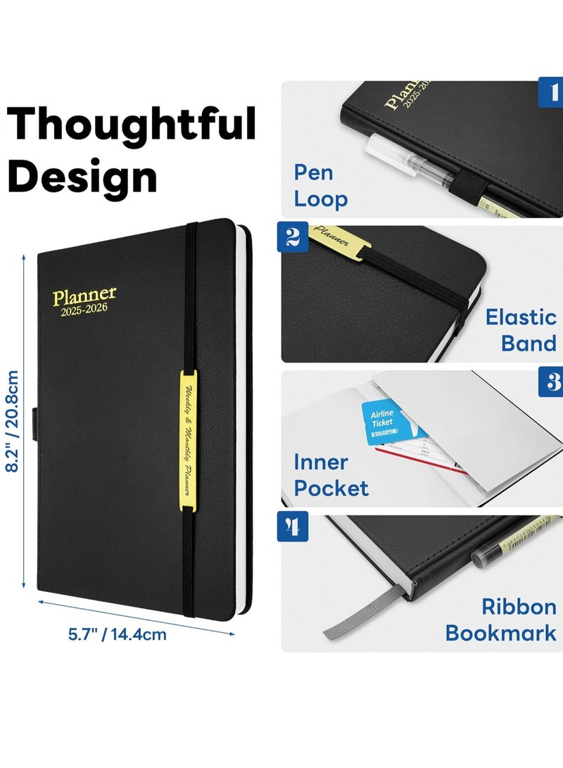Arabest Planner Notebook 2025-2026, Academic Calendar 18 Month Planner from Jan 2025 to Jun 2026, 8.2" x 5.7" Agenda Book Planner, Hardcover Leather Teacher Student Planner Perfect for School or Office - Image 5
