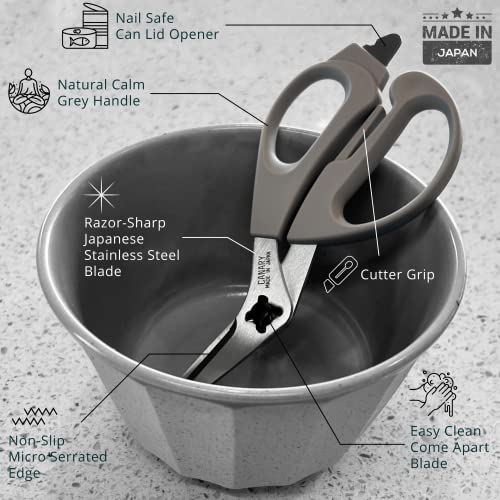 CANARY Japanese Kitchen Shears with Cutter 7.5" Offset Angled Blade, Made in JAPAN, Dishwasher Safe Come Apart Blade, All-Purpose Detachable Kitchen Scissors, Rust Proof Japanese Stainless Steel, Gray - Image 2