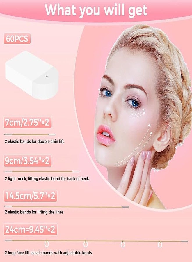 HIDOVETEC Face Lift Tape Invisible 60Pcs with 8 ropes,Face Tape Lifting Invisible with String, Bands,Face Lifter Tape for Makeup,Lifting Sagging Skin,Wrinkles,Neck,Eyes and Brows,Double Chin,Anti-Wrinkle - Image 5
