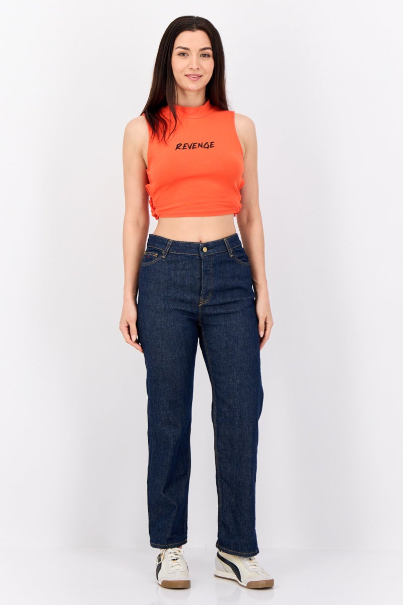 ESPRIT Women Straight Fit Plain Stretchable Slevedge Retro Jeans, Navy - Image 4