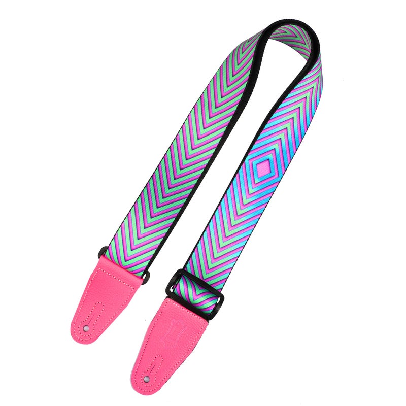 Levy's Leathers Optical Illusion Series 2" Polyester Guitar Strap with Tri-Glide Adjustment, Hot Pink Distortion Design (MP2OI-004) - Image 1