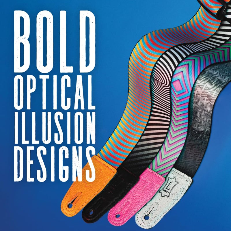 Levy's Leathers Optical Illusion Series 2" Polyester Guitar Strap with Tri-Glide Adjustment, Hot Pink Distortion Design (MP2OI-004) - Image 2
