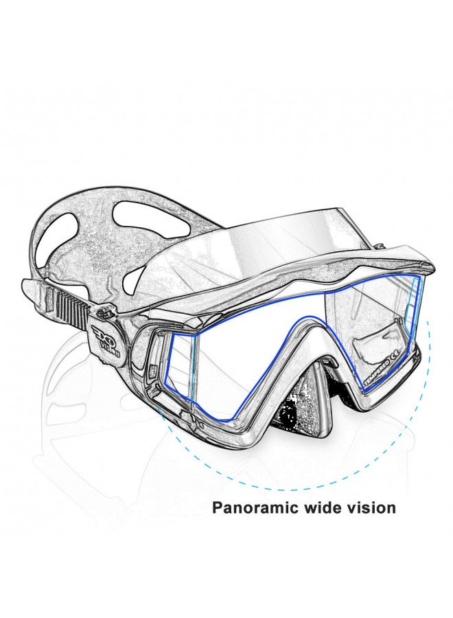 EXP VISION EXP VISION Adult Pano 3 Panoramic View Diving Mask, Tempered Glass Lens Scuba Snorkeling Dive Mask, Premium Swim Goggles with Nose Cover for Snorkeling, Freediving, Swimming (Blue) - Image 4