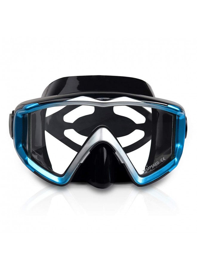 EXP VISION EXP VISION Adult Pano 3 Panoramic View Diving Mask, Tempered Glass Lens Scuba Snorkeling Dive Mask, Premium Swim Goggles with Nose Cover for Snorkeling, Freediving, Swimming (Blue) - Image 1