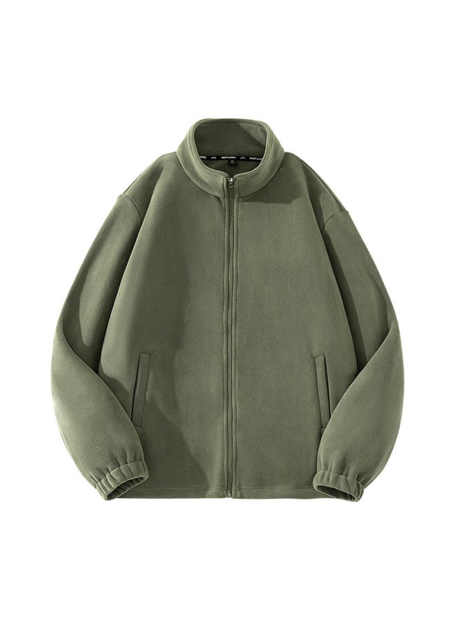 Geniolamode Men's Jacket, Winter Fleece-lined Thickened Double-sided Polar Fleece Warm Stand-collar Coat For Men, Brown-green, 2XL - Image 1