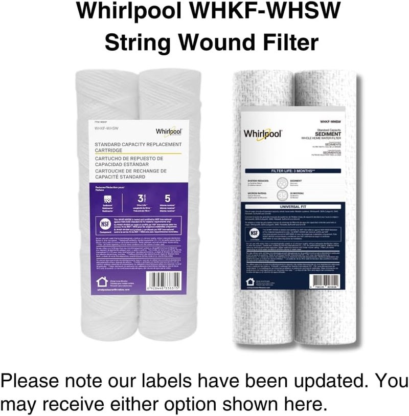 Whirlpool 35-Micron 10" x 2.5" String Wound Whole House Water Filters, NSF Certified Filtration Reduces Sediment for Well Water, WHKF-WHSW, 2-Pack - Image 2