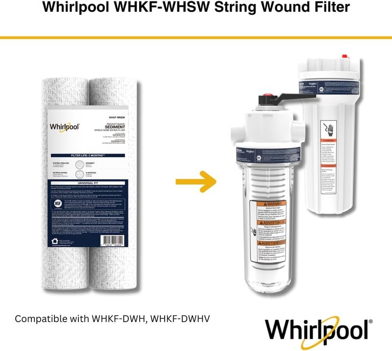 Whirlpool 35-Micron 10" x 2.5" String Wound Whole House Water Filters, NSF Certified Filtration Reduces Sediment for Well Water, WHKF-WHSW, 2-Pack - Image 3
