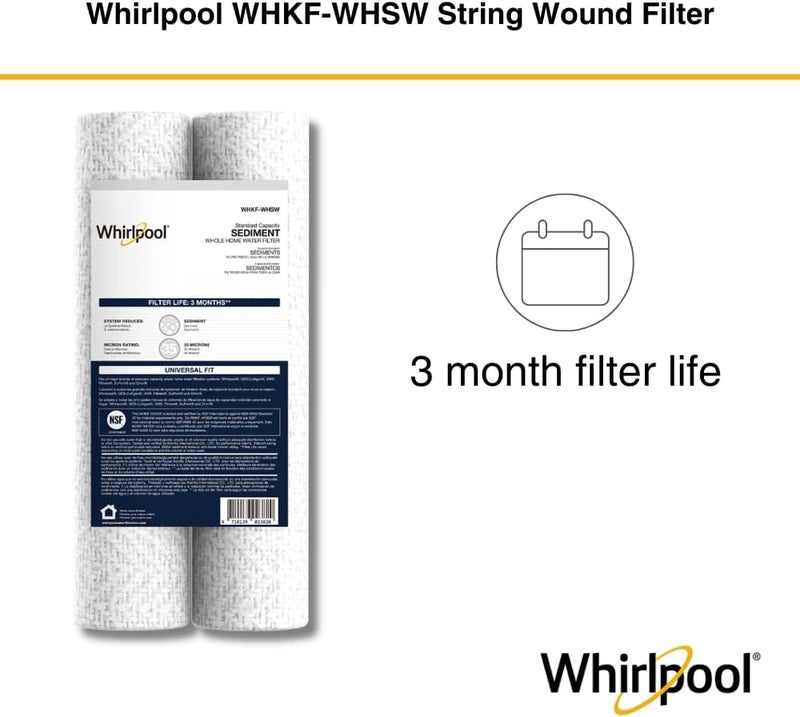 Whirlpool 35-Micron 10" x 2.5" String Wound Whole House Water Filters, NSF Certified Filtration Reduces Sediment for Well Water, WHKF-WHSW, 2-Pack - Image 5