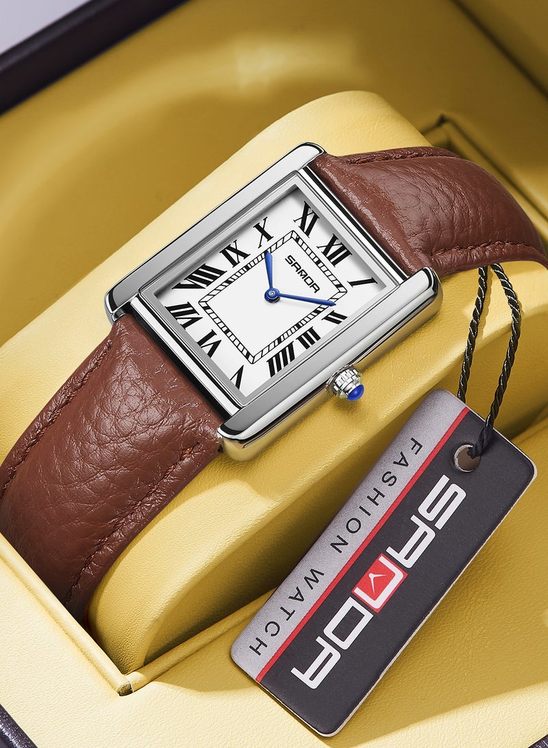 SANDA Men Quartz Watch Waterproof Casual Fashion Men Quartz Watches Wear Resistant Leather Strap Square Dial Design Business Wristwatch Male - Image 1