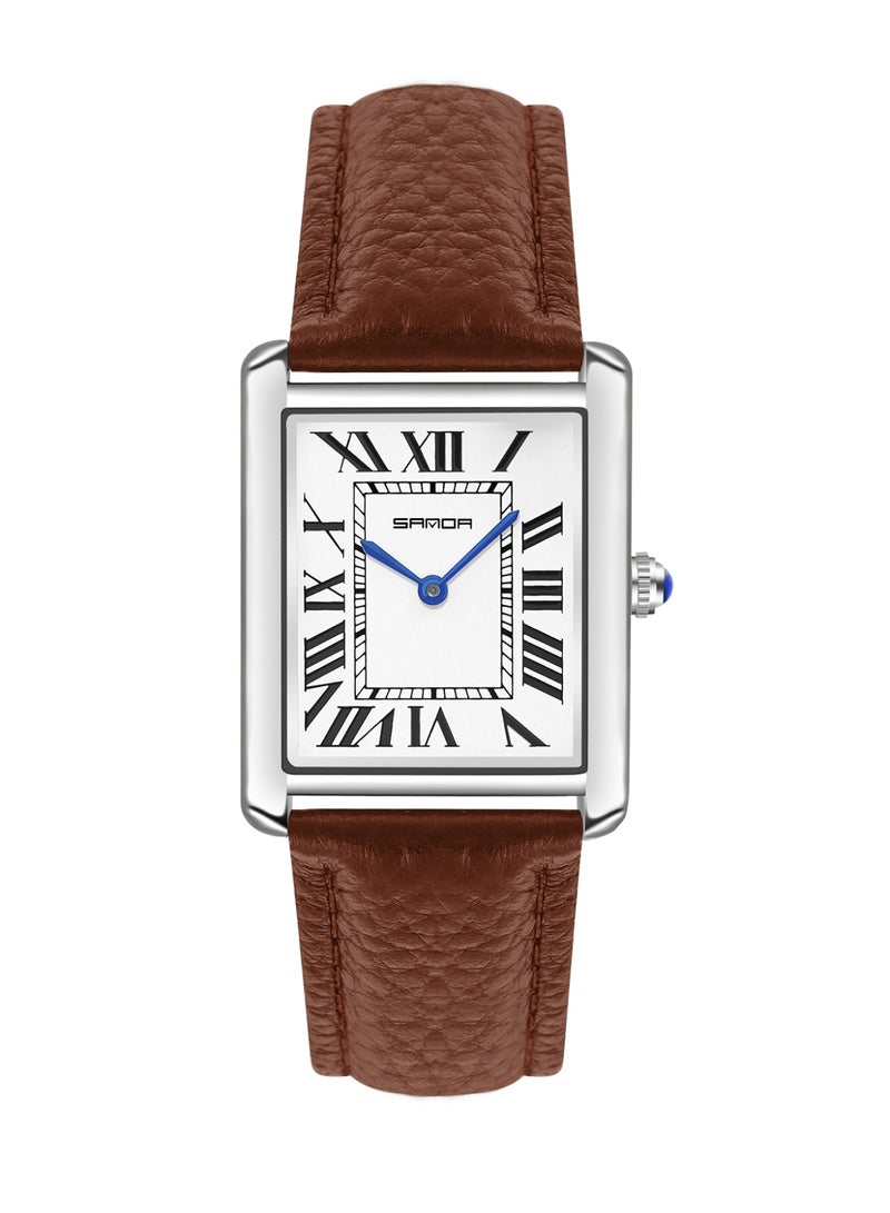 SANDA Men Quartz Watch Waterproof Casual Fashion Men Quartz Watches Wear Resistant Leather Strap Square Dial Design Business Wristwatch Male - Image 4