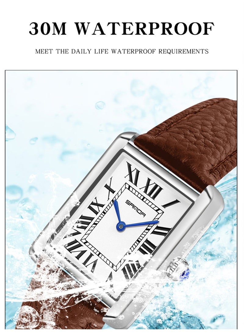 SANDA Men Quartz Watch Waterproof Casual Fashion Men Quartz Watches Wear Resistant Leather Strap Square Dial Design Business Wristwatch Male - Image 3