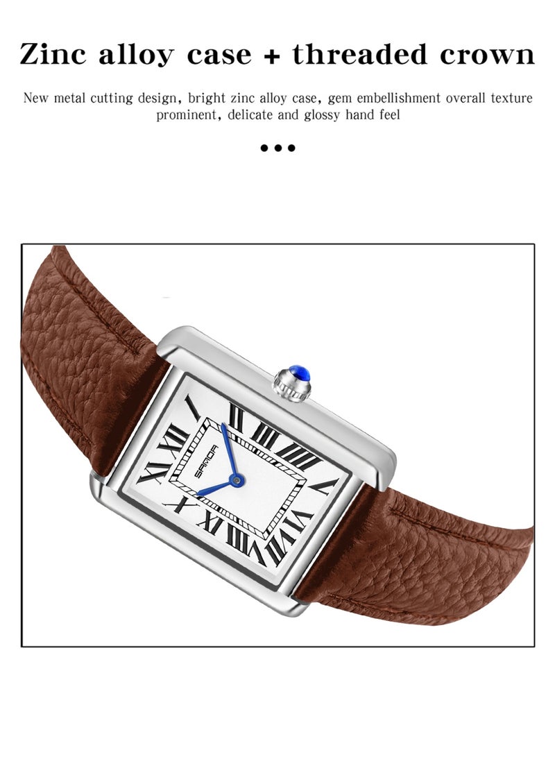 SANDA Men Quartz Watch Waterproof Casual Fashion Men Quartz Watches Wear Resistant Leather Strap Square Dial Design Business Wristwatch Male - Image 5