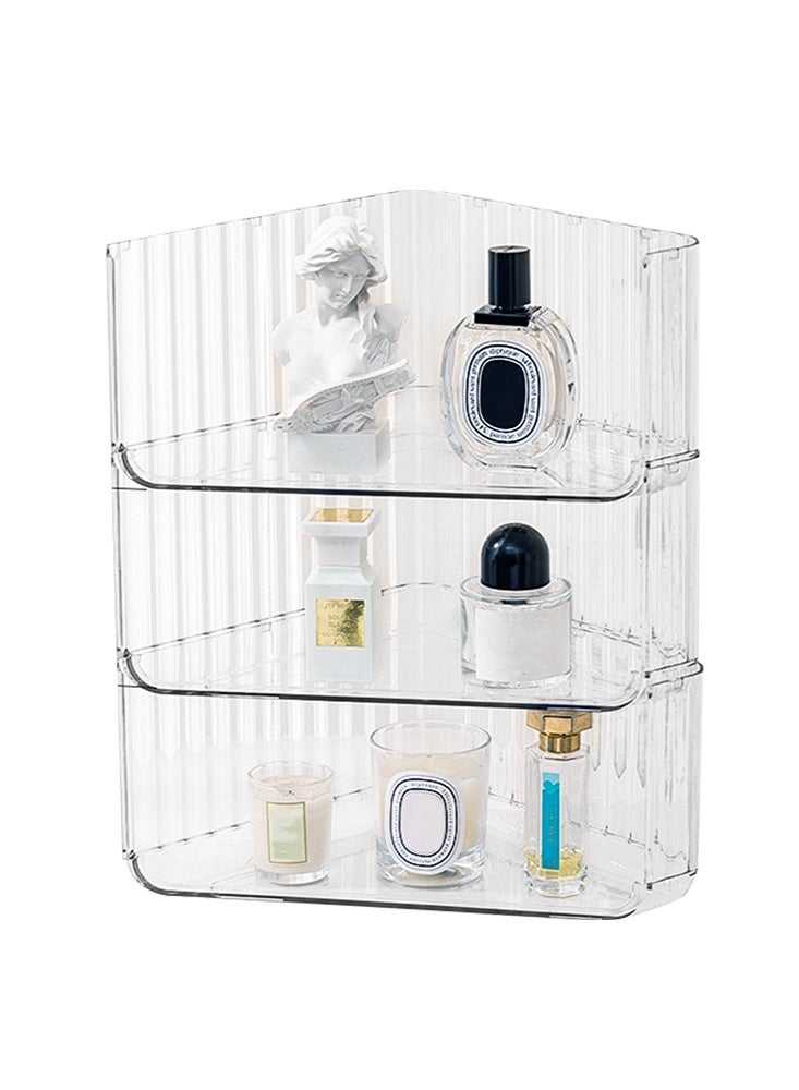 فورثكان رف تخزين زاوي (عبوة من 3 قطع)، تصميم قابل للتكديس، رف تخزين مستحضرات التجميل والعناية بالبشرة، منظم عطور ومستحضرات تجميل، رف توابل للمطبخ - Image 1