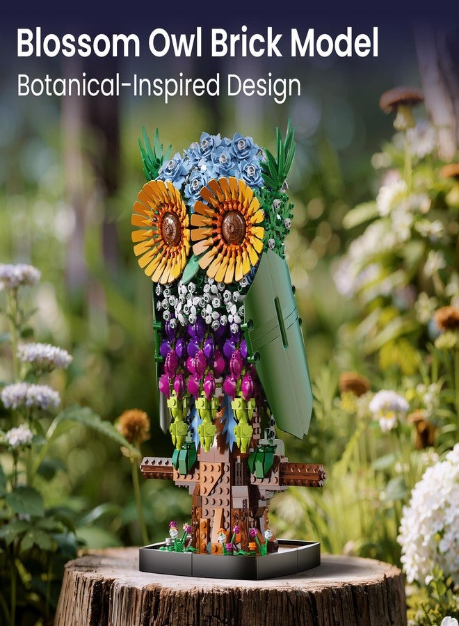 Sillbird Flower Owl Building Set for Adults and Teens, Buildable Floral Animal Model Kit for the Home Decor & Office Display, Birthday Gift Toys for Women Girlfriend Kids age 10 Years and up(1215 Pcs) - Image 2
