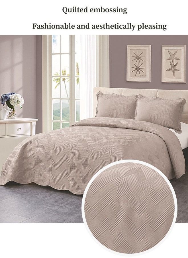 Arabest 3PCS Bedding Set,Solid Color Queen Size Quilt Cover,Washable Soft Material,Four Seasons,Suitable for Hotel/Home(Khaki, Cover 230*250cm*1, Pillowcase 50*70cm*2)  - Image 2