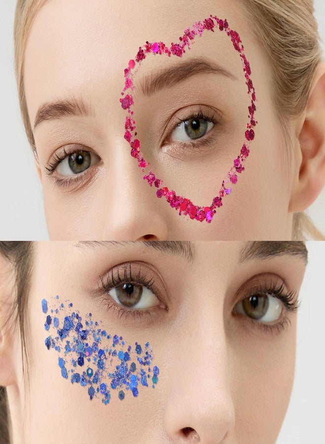 تينيتور مجموعة تينيتور من 9 ألوان لامعة للوجه و3 نمش ذهبي للوجه - جل لامع للجسم، جليتر للشعر، مكياج للمهرجانات والحفلات والهالوين، لا حاجة للغراء - Image 3