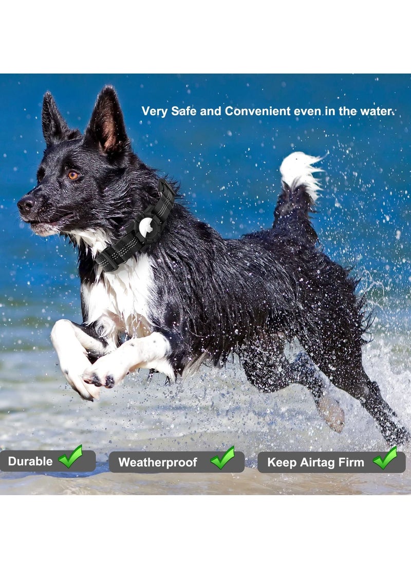 SYOSI Airtag Dog Collar, Adjustable Air Tag Accessories Pet Collar, for Apple Air Tag Dog Collar, Heavy Duty Dog Collar with Airtag Holder Case for Medium Large Dogs, Light Comfortable, Black - Image 5