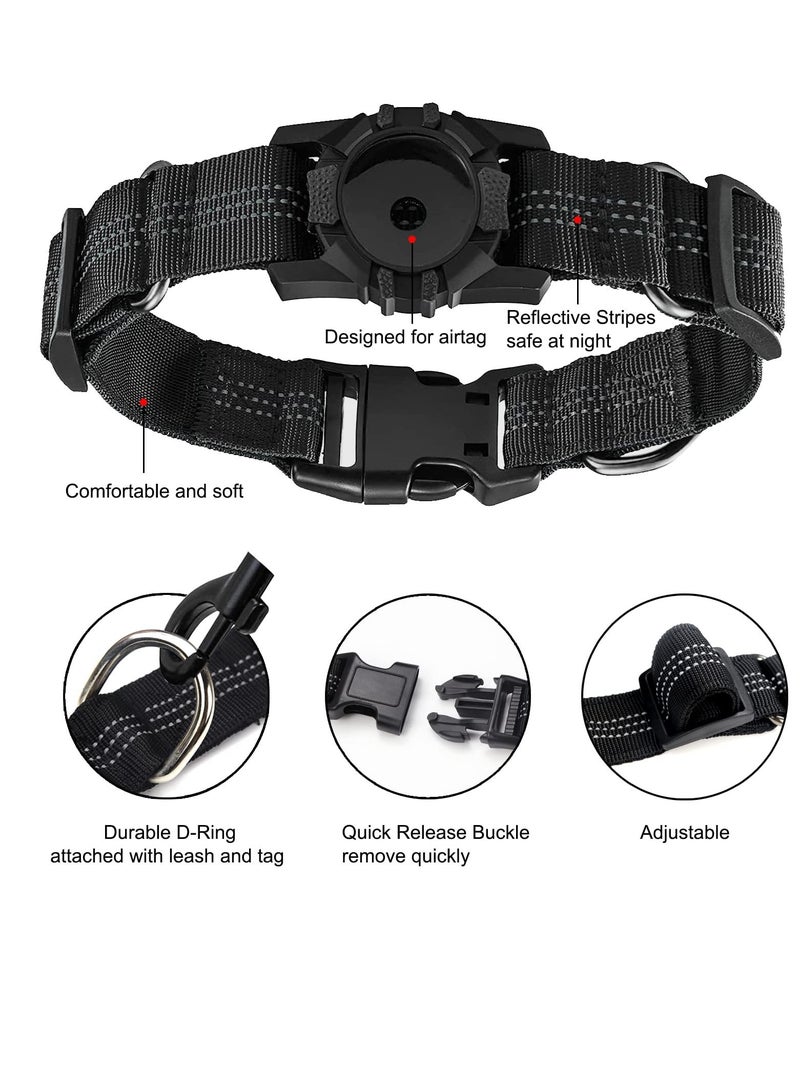 SYOSI Airtag Dog Collar, Adjustable Air Tag Accessories Pet Collar, for Apple Air Tag Dog Collar, Heavy Duty Dog Collar with Airtag Holder Case for Medium Large Dogs, Light Comfortable, Black - Image 3
