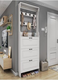 ZEESQUARE Multi-Functional Entryway Shoe Rack Cabinet with Coat Rack, Key Holder, Flip Drawers & Adjustable Shelves – Large Capacity Storage Solution for Hallways, Offices, and Living Rooms  - Image 2