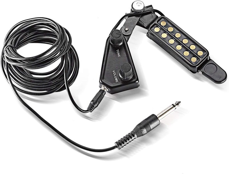 TRADERPLUS 12 SoundHole Guitar Pickup Acoustic Electric Transducer for Acoustic Guitar Magnetic Preamplifier with Tone and Volume Control, Cable Length 10 ft - Image 4