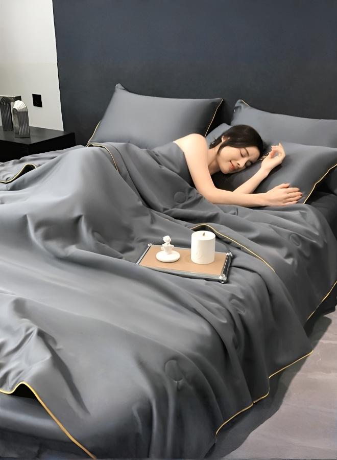 Luxury 4-Piece Washable Summer Bedding Set with Lace & Temperature Control - Image 5