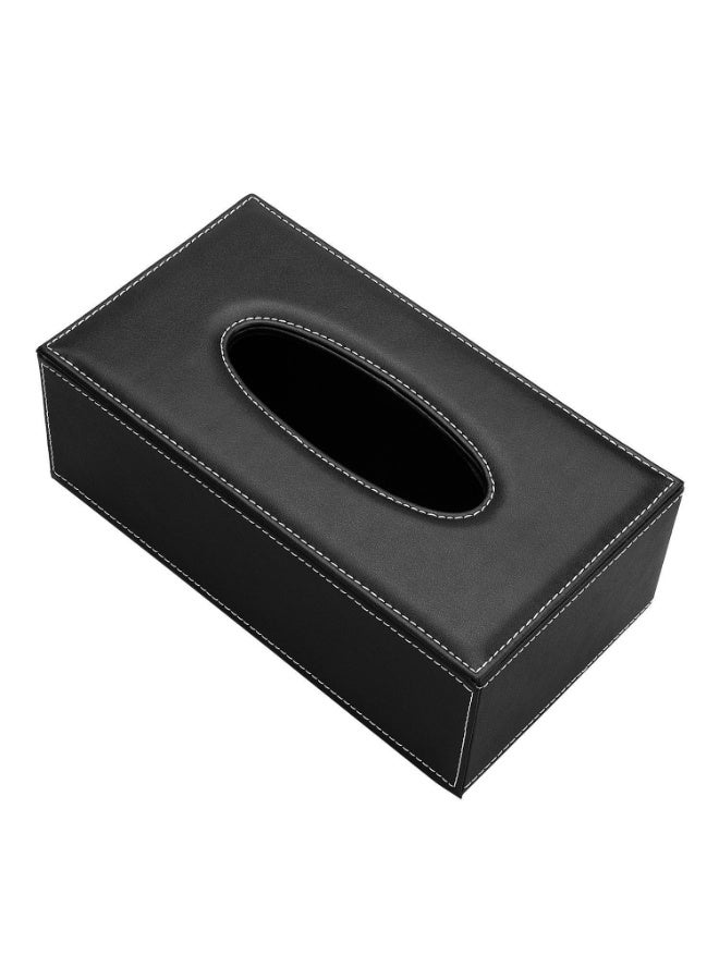 PU Leather Tissue Box Cover - Premium Rectangular Napkin Holder for Home/Office/Car (Black, 24x12x9.5cm) - Image 1