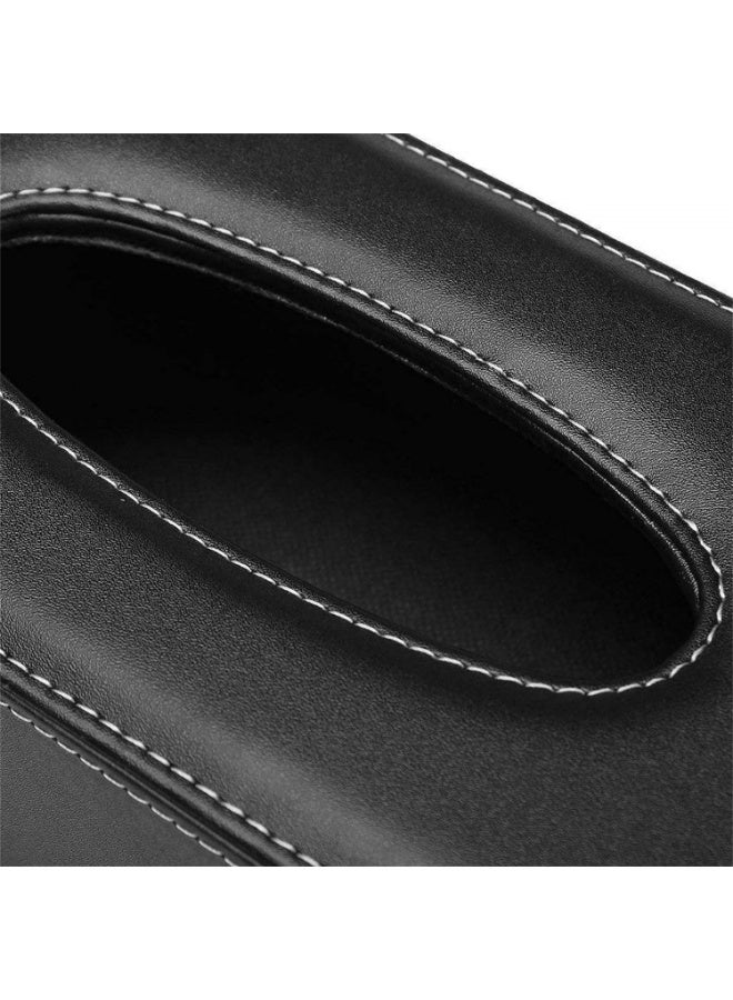 PU Leather Tissue Box Cover - Premium Rectangular Napkin Holder for Home/Office/Car (Black, 24x12x9.5cm) - Image 5