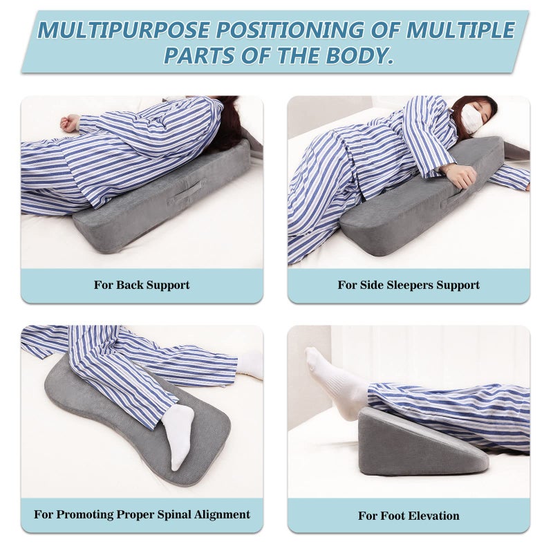 TANYOO Long Wedges for Bed Positioning Pillow for After Surgery Curved Shaped Medical Wedge Pillows for Seniors to Prevent Bed Sore and Improve Healing Process No-Slip Bottom Height 5 Inch - Image 3