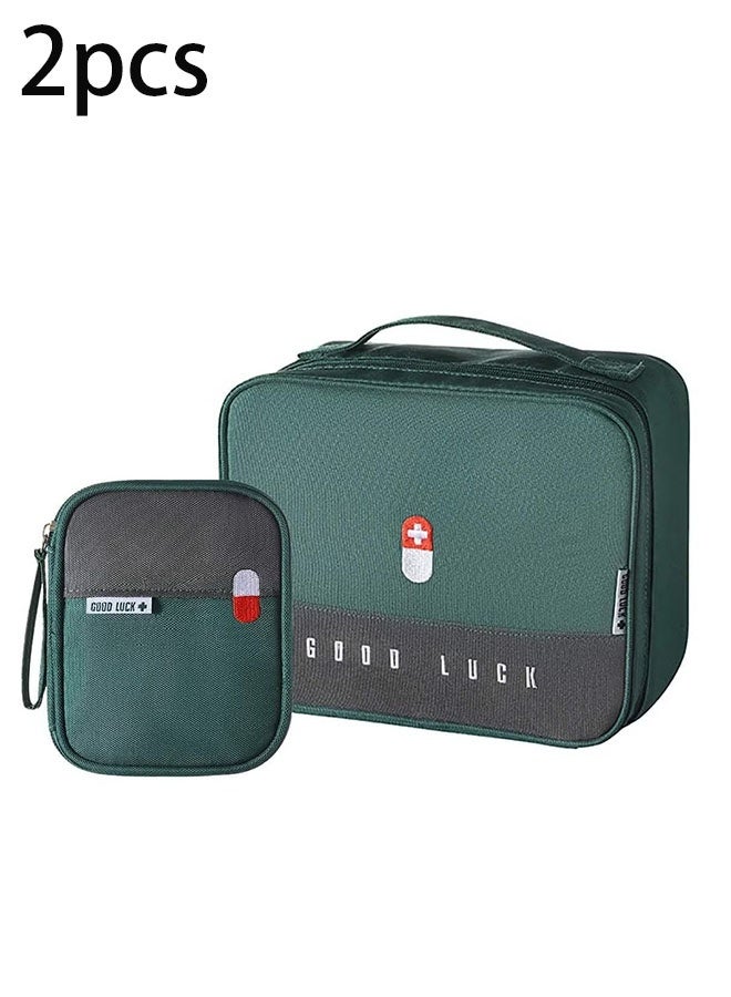 Ailily 2 Size Empty First Aid Bags with Small Medical Pouch, Insulated Survival Medicine Bag, Portable Medication Travel Carrying Case with Handle for Car Home Camping Office Workplace  - Image 1