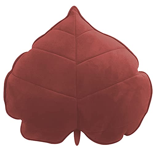 Peach Cuddle Velvet Leaf Shaped Throw Cushion Pillow For Living Room (Pack of 1, 45X45 Cm, Dusty Rose) - Image 1