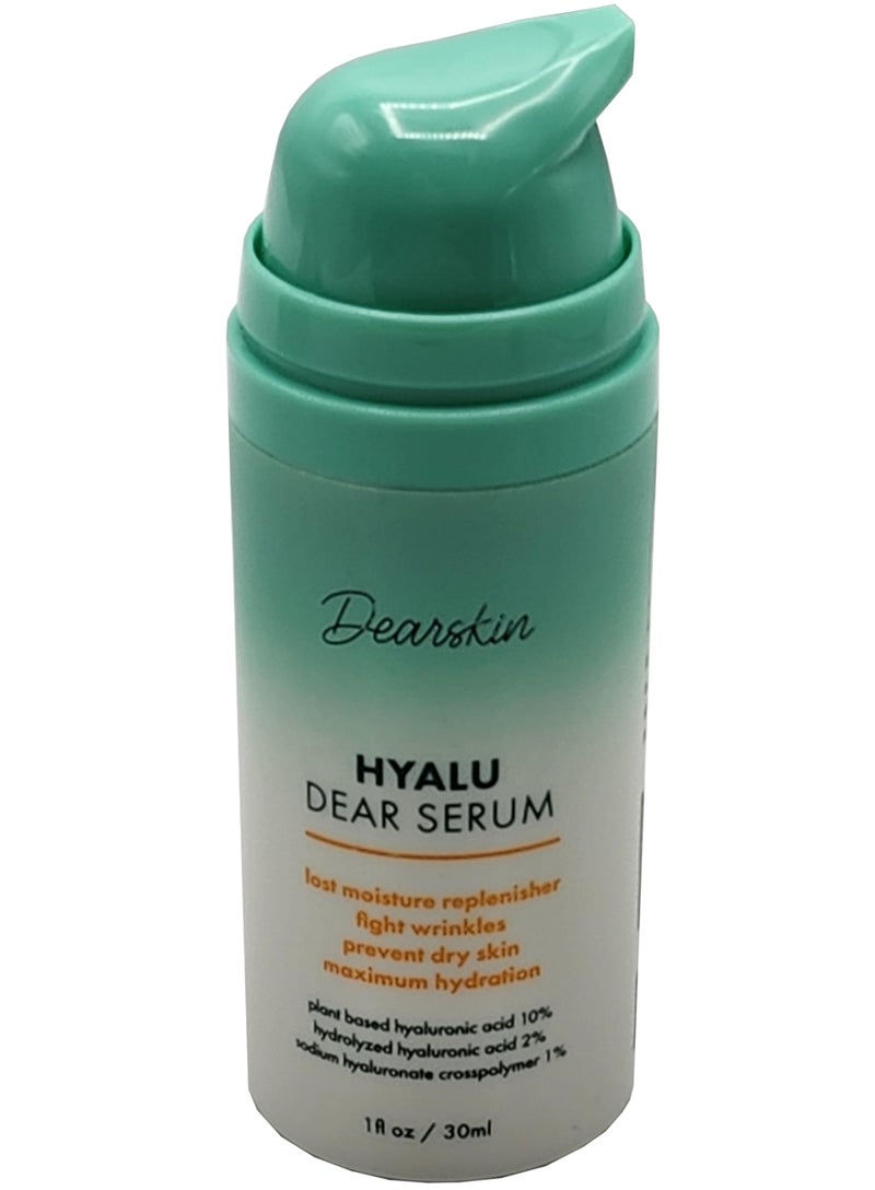 Dearskin Hyaluronic Acid Serum Vegan 100 Plant Based Hyaluronic Acid 10 Hydrolyzed Hyaluronic Acid 2 Sodium Hyaluronate Crosspolymer 1 Hyalu Dear Serum
