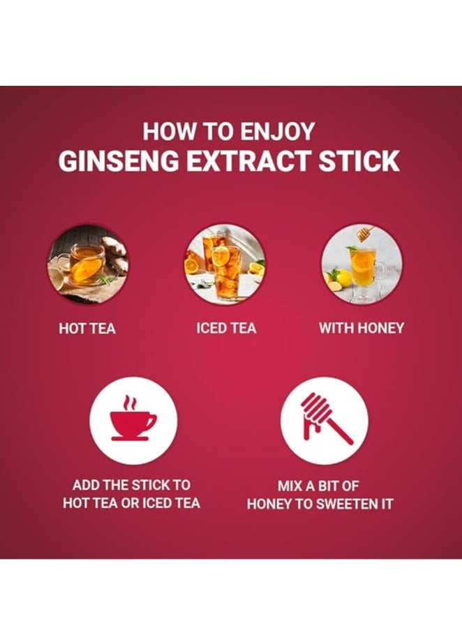Pure Red Ginseng Extract Stick 6 Years Grown Energy Boost Immune Boost GMP Standards 10ml 10Pcs