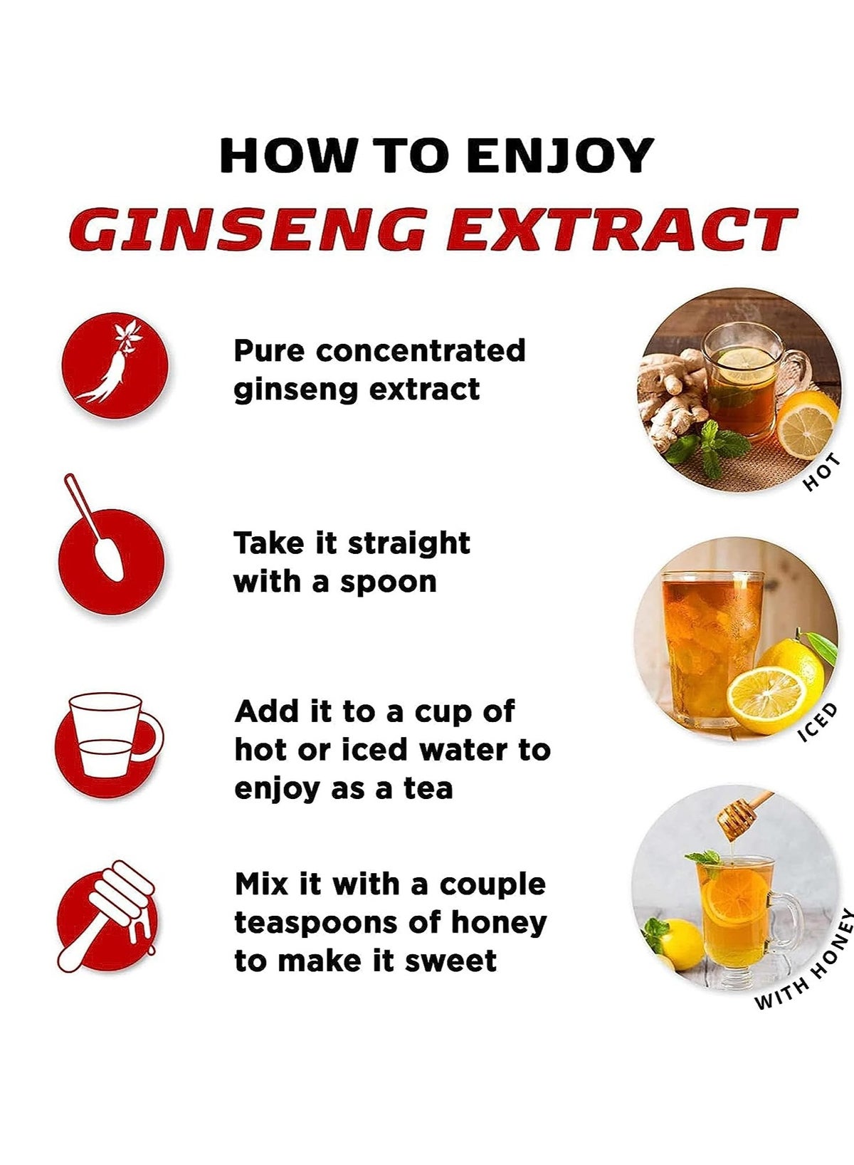 Pure Red Ginseng Extract Stick 6 Years Grown Energy Boost Immune Boost GMP Standards 10ml 10Pcs