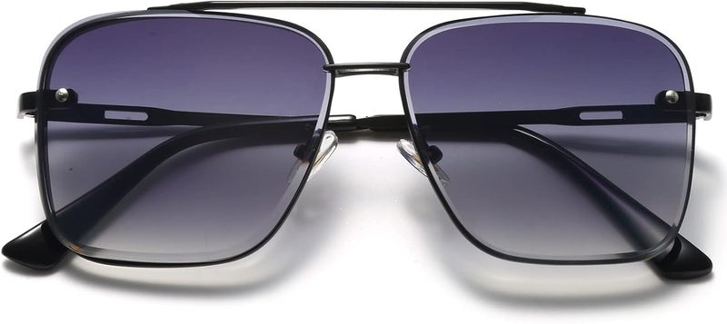 Breaksun Square Aviator Sunglasses for Men Women Fashion Vintage Diamond Cutting Lens Classic Military Pilot Gradient Shades - Image 1