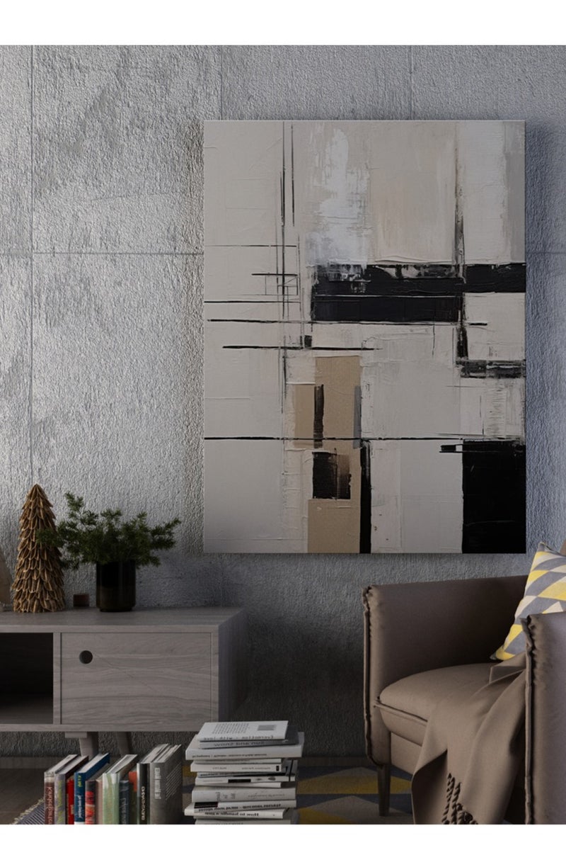 مودكلاس لوحة جدارية تصميم تجريدي بإطار خشبي - Image 1